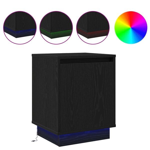 vidaXL Arm&aacute;rio de Cabeceira Carvalho Preto 39 x 34,5 x 50 cm