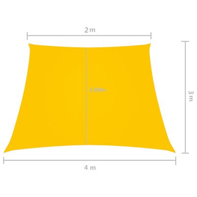 vidaXL Para-sol estilo vela tecido oxford trapézio 2/4x3 m amarelo