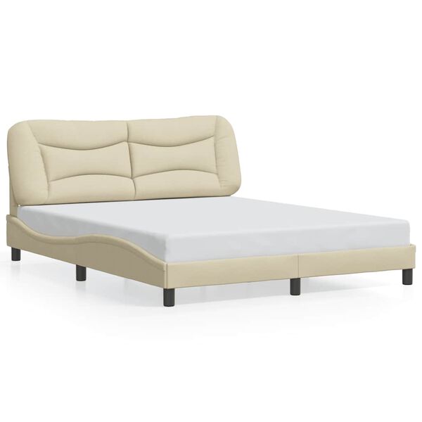 vidaXL Estrutura de cama sem colch&atilde;o Hvar 160x200 cm tecido cor creme