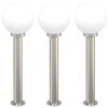 vidaXL Lumin&aacute;rias de balizador, 3 pe&ccedil;as, 80 cm, a&ccedil;o inoxid&aacute;vel, IP44