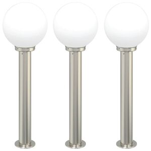 vidaXL Lumin&aacute;rias de balizador, 3 pe&ccedil;as, 80 cm, a&ccedil;o inoxid&aacute;vel, IP44
