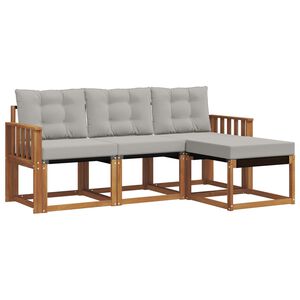 vidaXL Conjunto de Sof&aacute;s para Exterior 4 pcs Cinza Natural e Claro