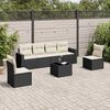 vidaXL 7 pcs conjunto de sof&aacute;s p/ jardim c/ almofad&otilde;es vime PE preto