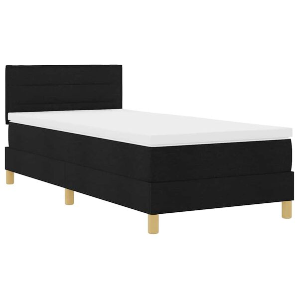vidaXL Cama Box com colch&atilde;o com cabeceira Preto 100 x 200 cm tecido