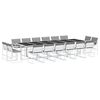 vidaXL 17 pcs conj. de jantar p/ jardim c/ almofad&otilde;es textilene branco