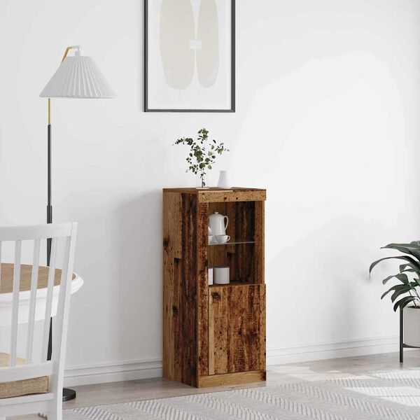 vidaXL Aparador LED Madeira antiga 41 x 37 x 100 cm Madeira processada