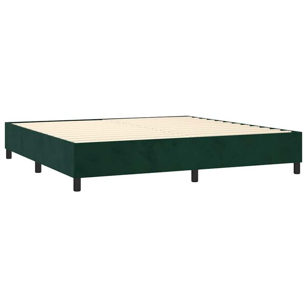 vidaXL Cama com molas/colch&atilde;o 200x200 cm veludo verde-escuro