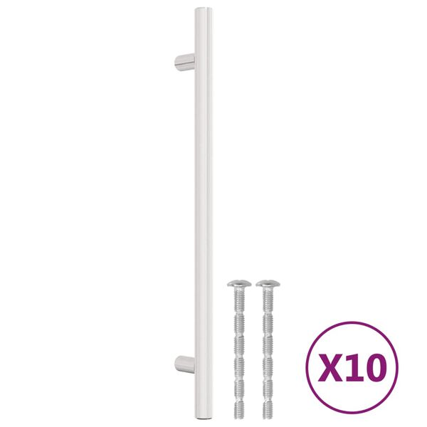 vidaXL Puxadores para m&oacute;veis 10 pcs 192 mm a&ccedil;o inoxid&aacute;vel prateado