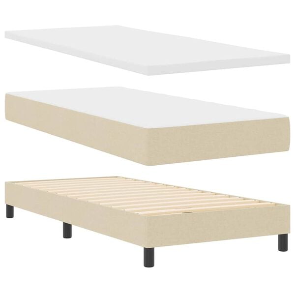 vidaXL Cama Box com colch&atilde;o com cabeceira Creme 80 x 200 cm tecido