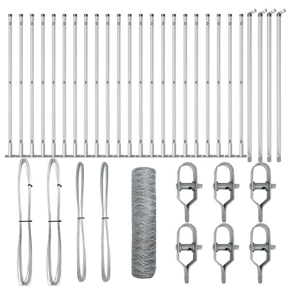 vidaXL Poste de Cerca Prateado 50 x 0,5 m (malha de 36 mm) A&ccedil;o