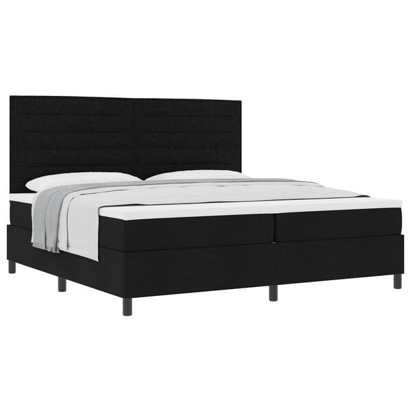 vidaXL Cama Box com colch&atilde;o com cabeceira Preto 200 x 200 cm tecido