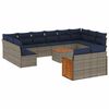 vidaXL Conjunto de sof&aacute; de jardim com 12 pe&ccedil;as e almofadas em rattan sint&eacute;tico cinza
