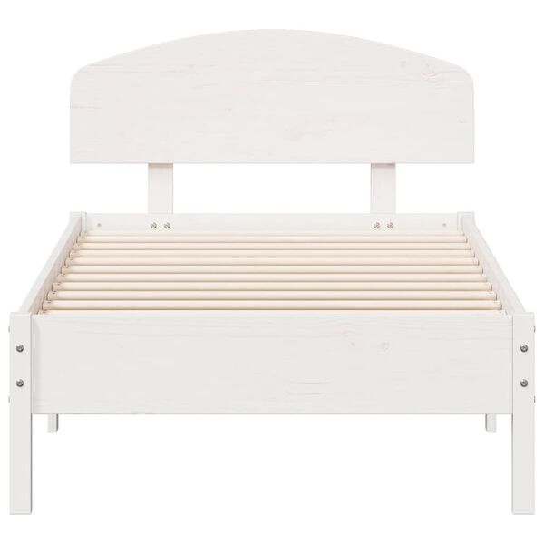 vidaXL Cama sem colch&atilde;o 90x190 cm madeira de pinho maci&ccedil;a branco