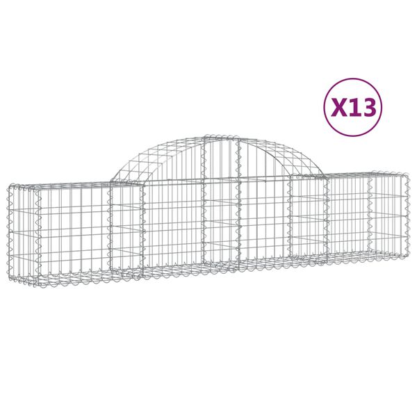 vidaXL Cestos gabi&atilde;o arqueados 13pcs 200x30x40/60 cm ferro galvanizado