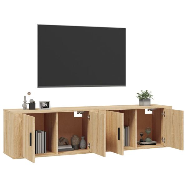 vidaXL M&oacute;veis de TV de parede 2 pcs 80x34,5x40 cm carvalho sonoma