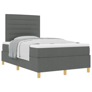 vidaXL Cama Box com cabeceira Cinza Escuro 120 x 190 cm tecido