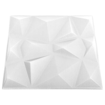 vidaXL Painéis de parede 3D 24 pcs 50x50 cm 6 m² branco diamante