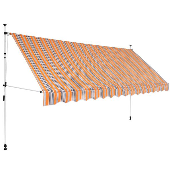 vidaXL Toldo retr&aacute;til manual 400 cm riscas amarelas e azuis