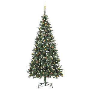 vidaXL &Aacute;rvore Natal artificial pr&eacute;-iluminada c/ bolas 210 cm
