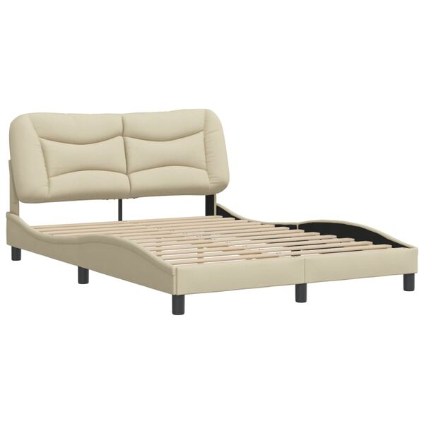 vidaXL Estrutura de cama sem colch&atilde;o Hvar 120x200 cm tecido cor creme