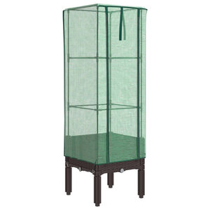 vidaXL Canteiro elevado com cobertura de estufa aspeto de vime