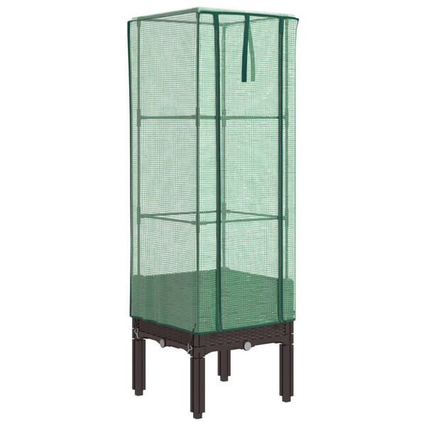 vidaXL Canteiro elevado com cobertura de estufa aspeto de vime