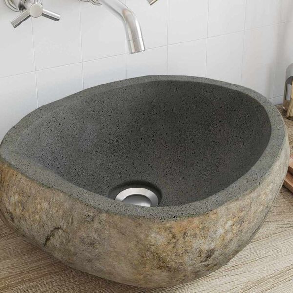 vidaXL Lavabo Cinzento-claro (38-45) x (30-35) x 15 cm Pedra de Rio