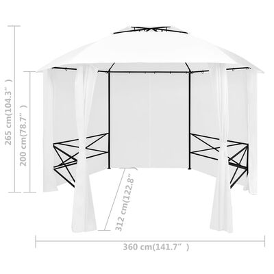 vidaXL Tenda de jardim com cortinas 360x312x265 cm 180 g/m² branco