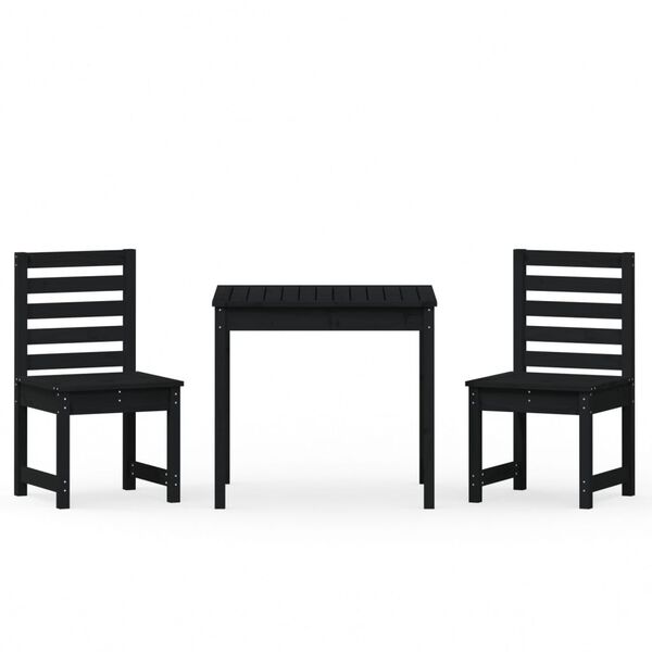 vidaXL 3 pcs conj. bistr&ocirc; para jardim madeira de pinho maci&ccedil;a preto