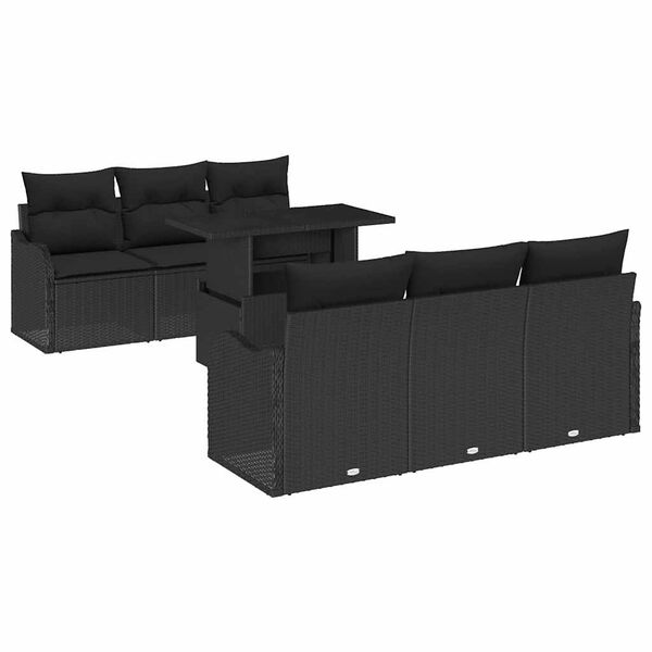 vidaXL Conjunto de Sofá de Jardim Manual 7 pcs Preto Rattan Sintético