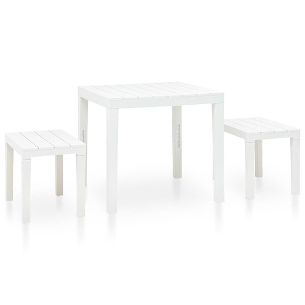 vidaXL Mesa de jardim com 2 bancos plástico branco