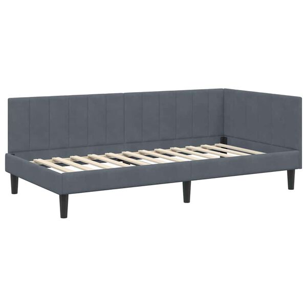 vidaXL Estrutura de Cama de Canto Cinza Escuro 90 cm x 190 cm Veludo