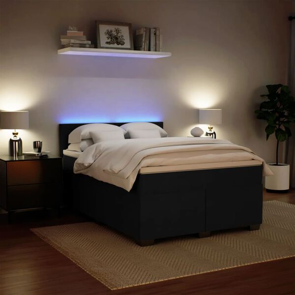 vidaXL Cama com molas/colch&atilde;o 140x200 cm veludo preto