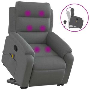 vidaXL Poltrona elevat&oacute;ria de massagens tecido cinzento-escuro