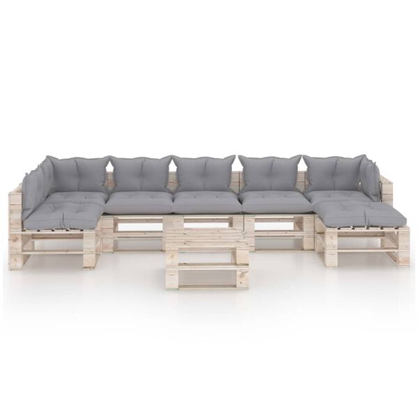 vidaxL Conjunto lounge de paletes p/ jardim 8 pcs c/ almofad&otilde;es pinho