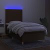 vidaXL Cama box spring c/ colch&atilde;o/LED 90x200 cm tecido castanho-escuro