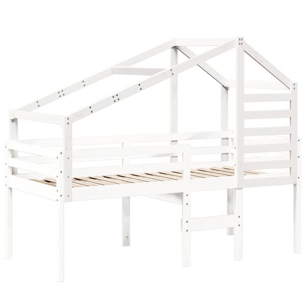 vidaXL Telhado de cama infantil 198x87x113 cm pinho maciço branco