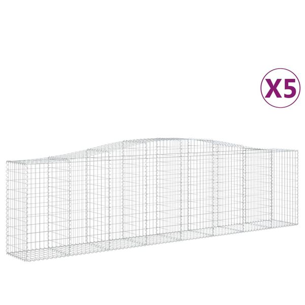 vidaXL Cestos gabi&atilde;o arqueados 5pcs 400x50x100/120cm ferro galvanizado