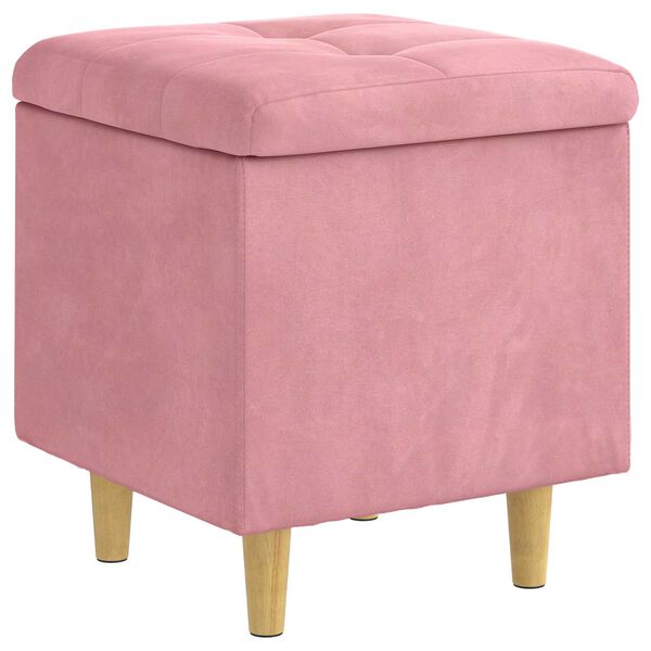 vidaXL Puff de armazenamento com almofada Rosa 40 x 40 x 45 cm Veludo