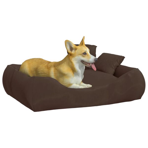 vidaXL Almofad&atilde;o p/ c&atilde;es com almofadas 75x58x18 cm oxford castanho