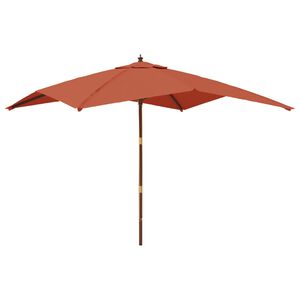 vidaXL Guarda-sol jardim com poste de madeira 300x300x273 cm terracota