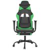 vidaXL Cadeira gaming massagens c/ apoio p&eacute;s couro artif. preto/verde