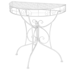 vidaXL Mesa de apoio vintage semicircular metal 72x36x74 cm prateado