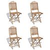 vidaXL Cadeiras de exterior dobr&aacute;veis bambu 4 pcs