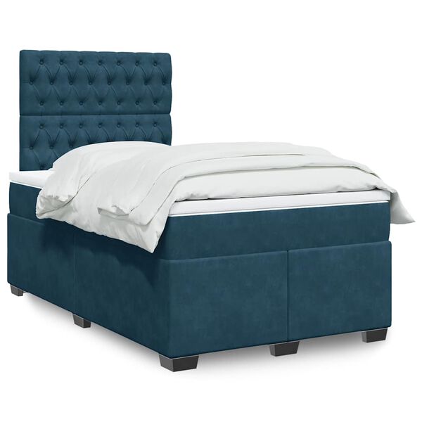 vidaXL Cama boxspring com colch&atilde;o 120x190 cm veludo azul
