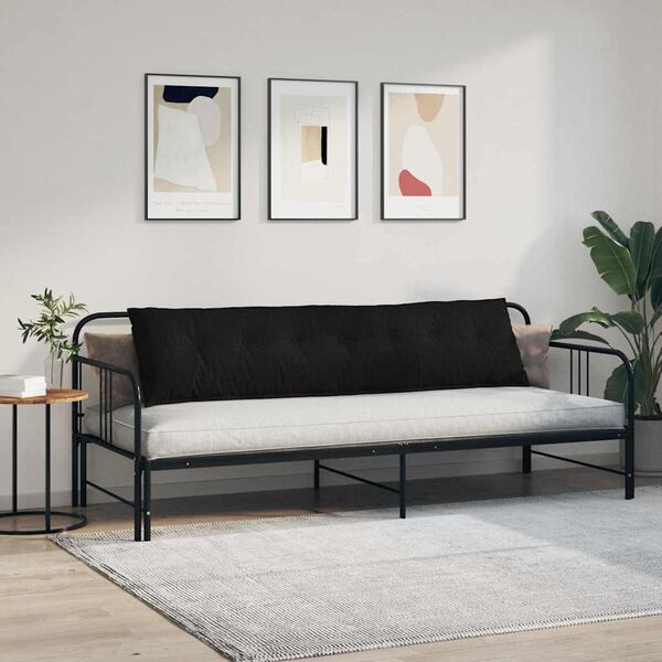 vidaXL Travesseiro para Costas Preto 200 x 19 x 50 cm tecido