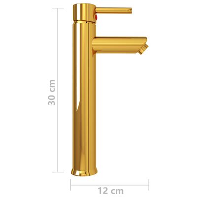 vidaXL Torneira misturadora para casa de banho 12x30 cm dourado