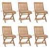 vidaXL Cadeiras de jardim dobr&aacute;veis c/ almofad&otilde;es 6 pcs teca maci&ccedil;a