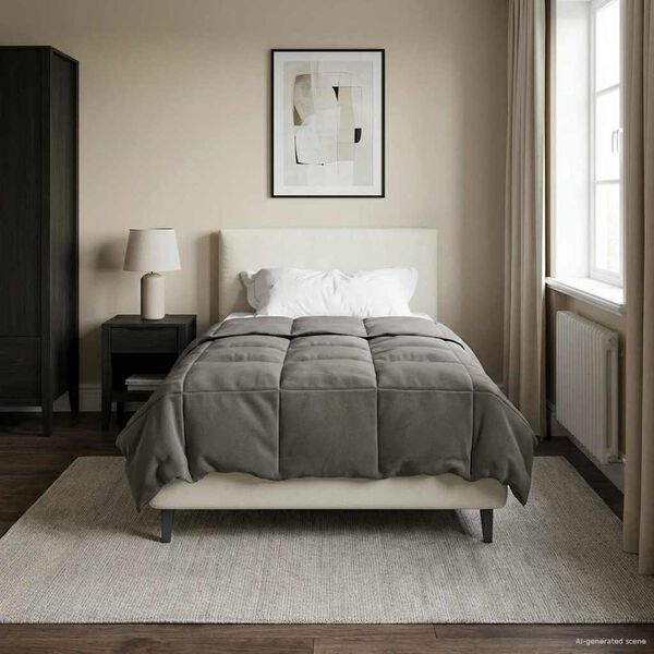 vidaXL Duvet de Ano Inteiro Cinzento-claro 155 x 220 cm Microfibra