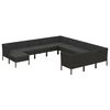 vidaXL 12 pcs conjunto lounge de jardim c/ almofad&otilde;es vime PE preto